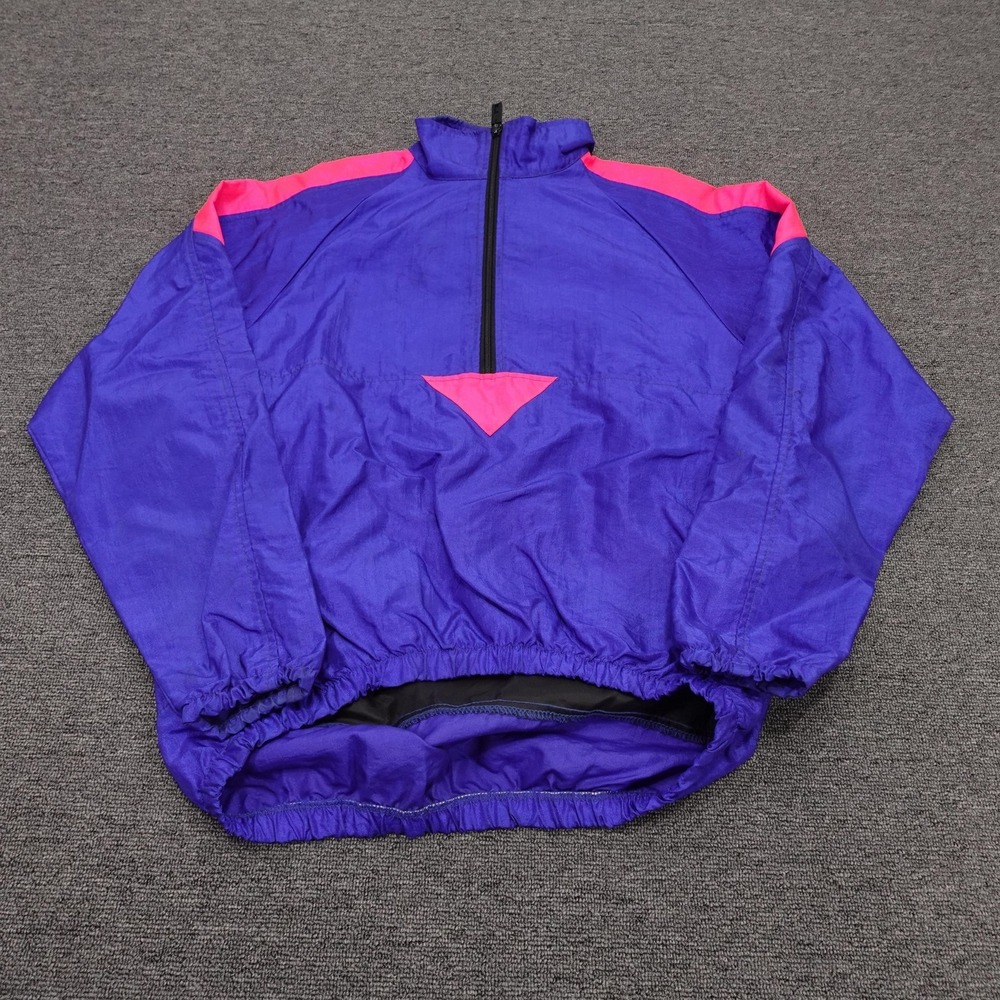 Vintage Sunbuster Jacket Mens Medium Purple Pink 1/2 Zip Colorblock Windbreaker